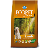 Корм Ecopet Natural Adult Lamb для взрослых собак средних пород с чувствительным пищеварением, ягнятина, 12 кг